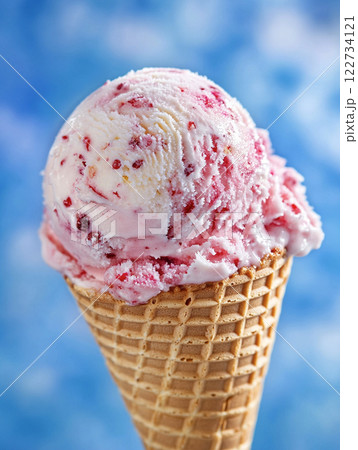 アイスクリームと青空の背景　AI画像 122734121
