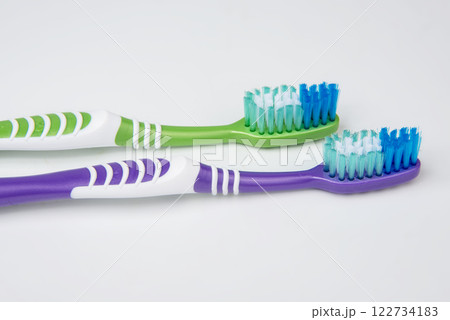 Multicolor toothbrush for teeth on the white background 122734183