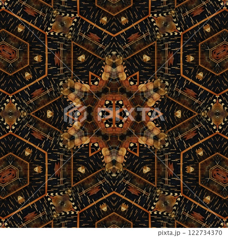 High class mystical background design. Arabesque ethnic texture. Geometric stripe ornament cover photo. Turkish fashion for floor tiles and carpet. Repeated pattern design for Moroccan textile print	 122734370