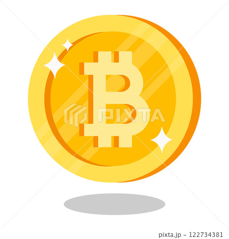 Digital currency symbol representing Bitcoin with shiny effects and a simple design 122734381