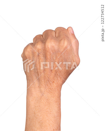 wrinkled hand clenched into a fist, symbol of strength, protest, justice, and solidarity, gesture of wrinkled hand clenched into a fist, symbol of strength, protest, justice, and solidarity, gesture of 122734512