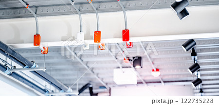 Cable conduit and junction box for electrical wiring system with exhibition lamp on ceiling 122735228