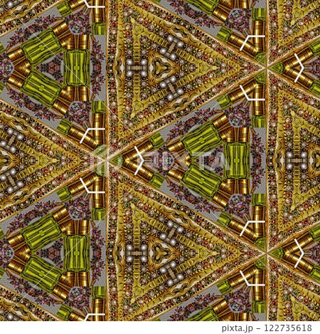Pattern for background design. Arabesque ethnic texture. Geometric stripe ornament cover photo. Repeated pattern design for Moroccan textile print. Turkish fashion for floor tiles and carpet	 122735618