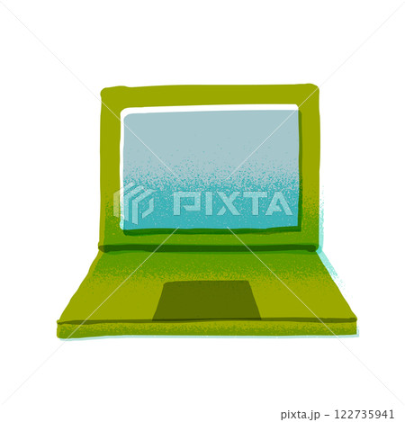ノートパソコンの手描きイラスト素材 ノートパソコンの手描きイラスト素材 122735941