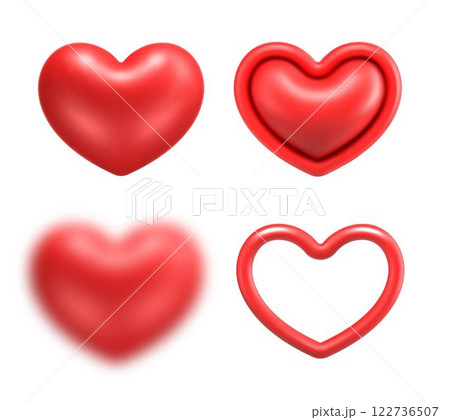3d red hearts realistic vector icon set 3d red hearts realistic vector icon set 122736507
