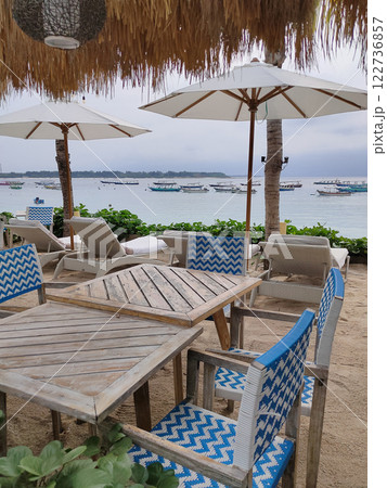 Gili Trawangan, Indonesia --abstract hotel and ocean view 122736857