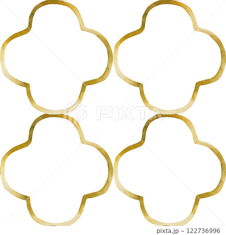 Islamic golden ornament seamless pattern. Arabesque, Ottoman, Oriental decorative design. Watercolor hand painted isolated illustration for Ramadan Kareem, Muslim holiday, Eid Mubarak, Al Fitr, Adha 122736996