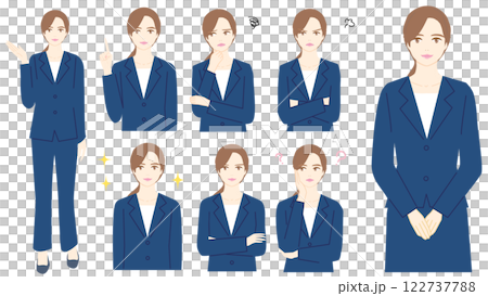 Illustration set of a woman in a suit 122737788