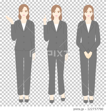 穿西裝的女人的全身插畫集 122737790