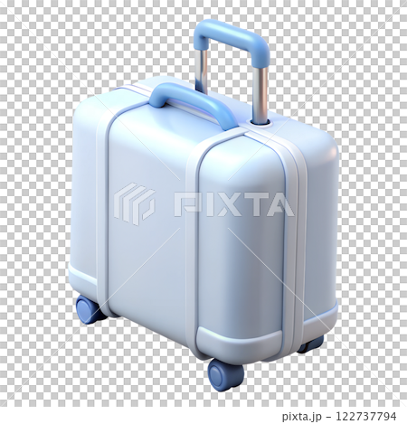 Travel blue suitcase 3d illustration isolated on the transparent background 122737794