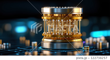 futuristic quantum computer core with glowing elements and intricate design futuristic quantum computer core with glowing elements and intricate design 122738257