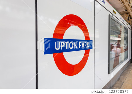 Upton Park Underground Station Sign. Iconic London Red Tube Sign 122738575