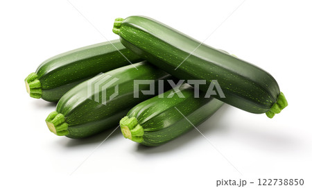 Green whole zucchini isolated on white background 122738850