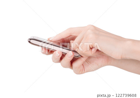 Hand holding big touchscreen smart phone 122739608