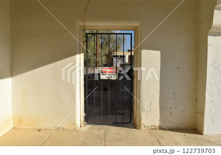Old shabby motel in Death Valley, USA. Old shabby motel in Death Valley, USA. 122739703