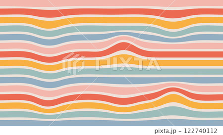 Groovy Hippie Distorted Stripe Background. Retro Wave Uneven Stripes, Warped Streaks, Wavy Lines. Twisted Trendy psychedelic retro backdrop. Rectangular vector texture. Y2k aesthetic design Groovy Hippie Distorted Stripe Background. Retro Wave Uneven Stripes, Warped Streaks, Wavy Lines. Twisted Trendy psychedelic retro backdrop. Rectangular vector texture. Y2k aesthetic design 122740112