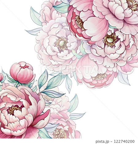 Soft hues of pink and white capture the elegance of peonies, creating a tranquil and serene floral composition that enchants the viewer template, background Soft hues of pink and white capture the elegance of peonies, creating a tranquil and serene floral composition that enchants the viewer template, background 122740200