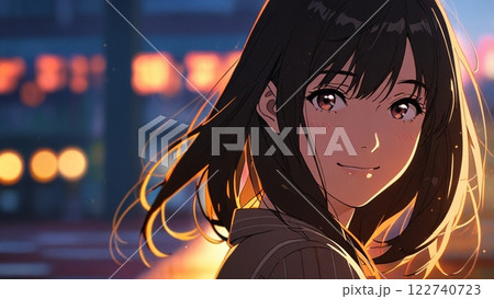 夜景と涙を流す女性 夜景と涙を流す女性 122740723