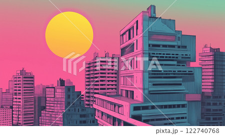 ビル、建物のポスター風イラスト 122740768