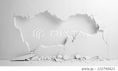 破壊されて穴の空いた壁 破壊されて穴の空いた壁 122740821