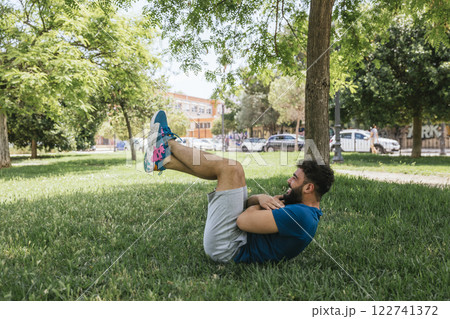 Young man practicing sports outside 122741372