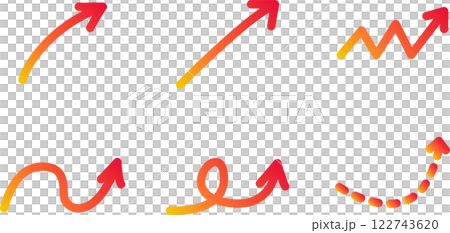 Gradient color rising arrow vector icon illustration set Gradient color rising arrow vector icon illustration set 122743620