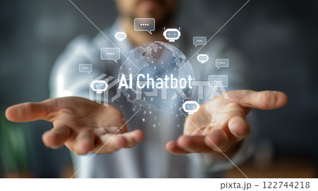 Human interact with AI artificial intelligence virtual assistant FaaS Human interact with AI artificial intelligence virtual assistant FaaS 122744218