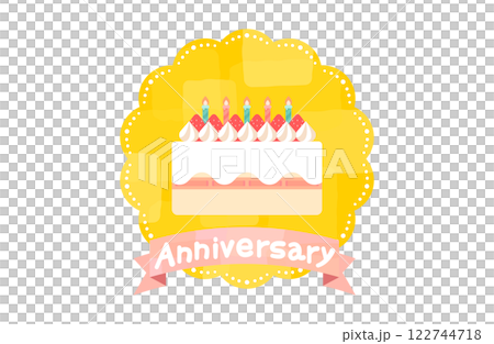 週年紀念，週年紀念向量插圖草莓蛋糕整個蛋糕蠟燭簡單可愛 122744718