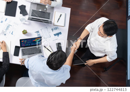 Group of diverse office worker employee shake hand and working together. Prudent 122744813