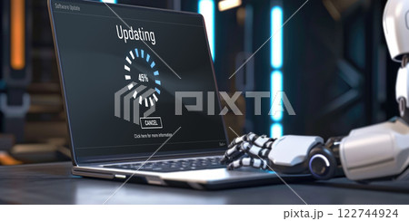 Software update on computer for brisk version of device software 122744924