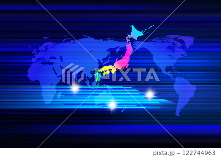 超高速の光とグローバルイメージな背景素材 超高速の光とグローバルイメージな背景素材 122744963