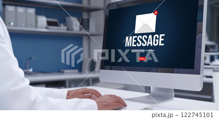 Email notification message showing on computer screen brisk Email notification message showing on computer screen brisk 122745101