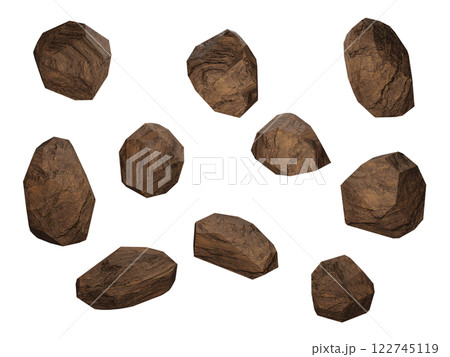 リアルな茶色い岩石の3Dイラスト リアルな茶色い岩石の3Dイラスト 122745119
