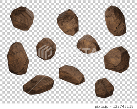 リアルな茶色い岩石の3Dイラスト リアルな茶色い岩石の3Dイラスト 122745119