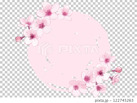 櫻花。手繪花朵。圓形框架。 櫻花。手繪花朵。圓形框架。 122745263