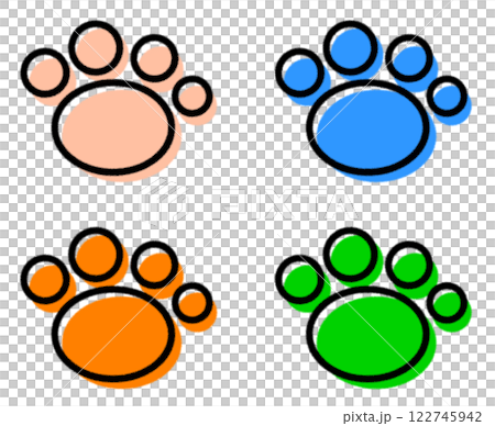 可愛いペットの犬や猫の肉球イラスト 122745942