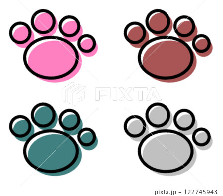可愛いペットの犬や猫の肉球イラスト 122745943