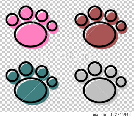 可愛いペットの犬や猫の肉球イラスト 122745943