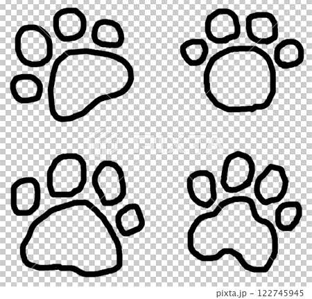 可愛いペットの犬や猫の肉球イラスト 122745945
