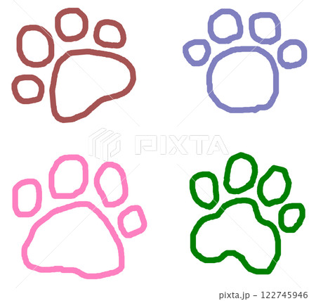 可愛いペットの犬や猫の肉球イラスト 122745946