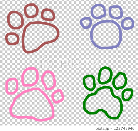 可愛いペットの犬や猫の肉球イラスト 122745946