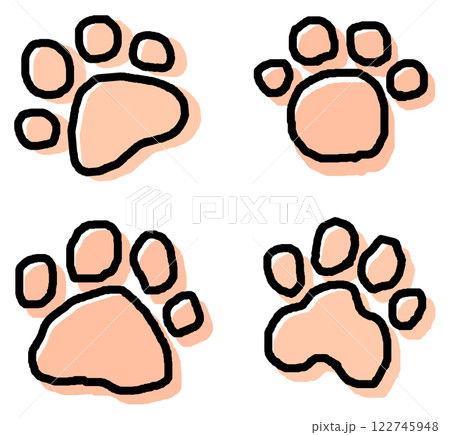 可愛いペットの犬や猫の肉球イラスト 122745948