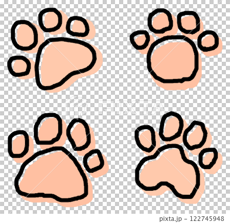 可愛いペットの犬や猫の肉球イラスト 122745948