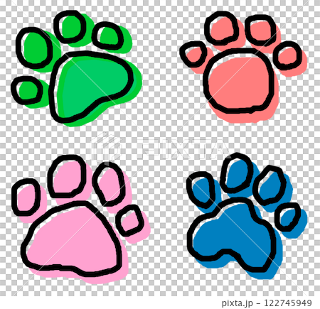 可愛いペットの犬や猫の肉球イラスト 122745949