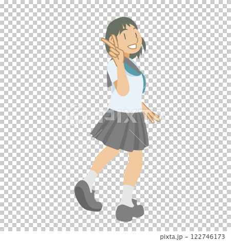 振り返る制服を着た女性中学生 122746173