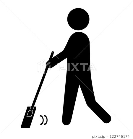 モップで掃除する人のピクトグラム 122746174