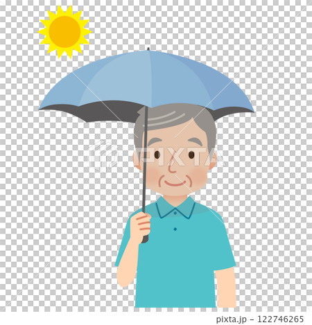 日傘をさす高齢男性　熱中症対策 122746265