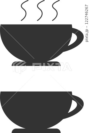 シンプルなコーヒーカップのシルエットアイコンセット 122746267