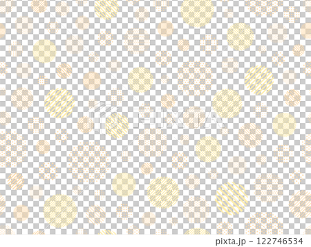 黄色とオレンジ色のドットとストライプ柄の円のパターン背景 黄色とオレンジ色のドットとストライプ柄の円のパターン背景 122746534