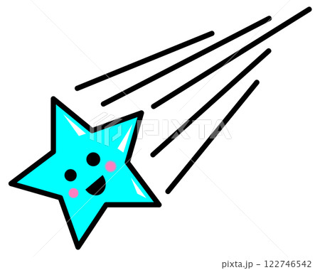 可愛い顔をしたキラキラの流れ星イラスト 122746542